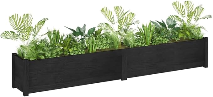 2pcs Wooden Garden Planter Box Outdoor Raised Garden Bed Garden Yard Wood Box for Vegetables Flowers Herbs and Succulents Black 78.7x12.2x12.2 Solid Wood Pine