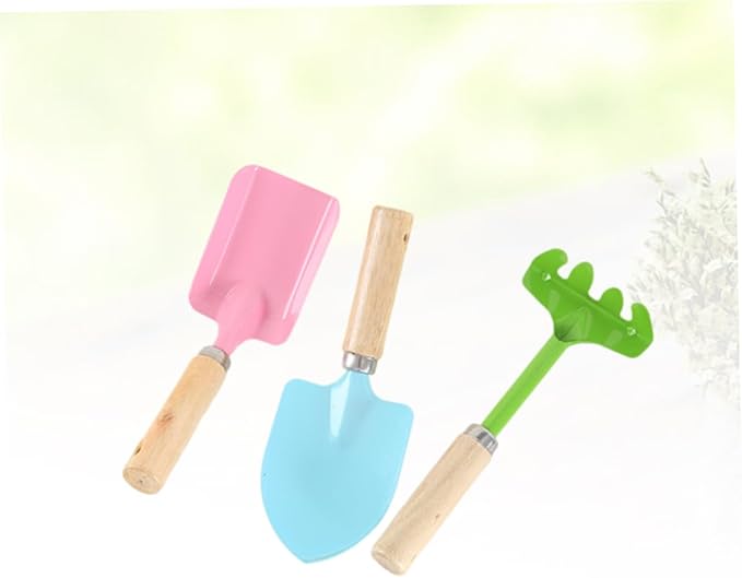 Milisten Kids Tool Kit 2 Sets/6pcs Mini Garden Tools Trowel Rake Shovel Wooden Handles Safe Fun for Boys Girls Random Color