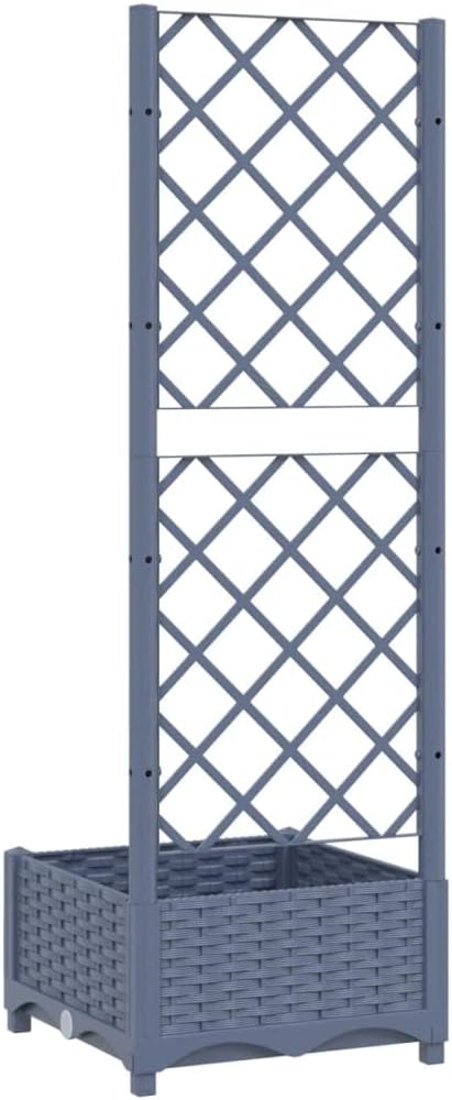 Garden Planter with Trellis Outdoor Raised Garden Bed for Climbing Plants Dark Gray 15.7x15.7x47.8 PP