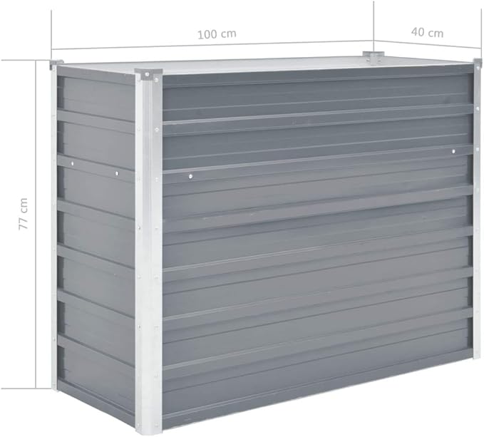 Garden Planter Raised Bed Galvanized Steel Patio Flower Plant Vegetable Bed with Open Bottom Lawn Backyard Outdoor Patio DIY Decor 39.4x15.7x31.3Gray