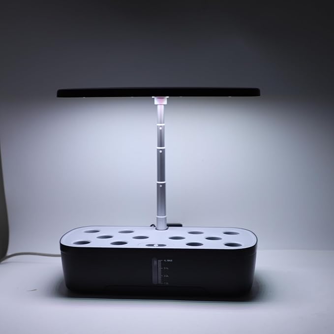 Hydroponics Growing System 12 Pods with LED Grow Light for Indoor Garden Planter Soilless Kit for Veggie Lettuce (Black)
