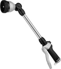 RESTMO Metal Watering Wand Heavy Duty Garden Hose Wand with 180° Swivel Ratcheting Head 16'' Hose Nozzle Sprayer with 7 Spray Patterns and Flow Control for Water Hanging Baskets and Shrubs Black