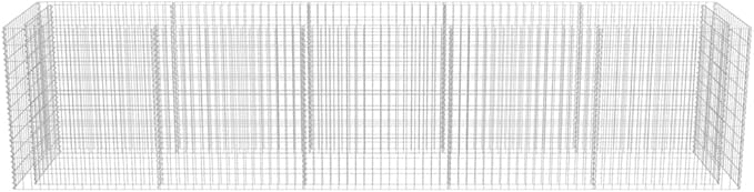 Galvanized Steel Gabion Planter Rectangular 177.2x35.4x39.4 in Silver Industrial Garden Fence Raised Bed for Patio Backyard Terrace Outdoor Privacy Screen