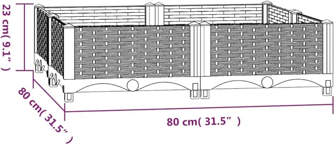 YAFF Raised Bed 31.5x31.5x9.1 Polypropylene (12.804lbs)