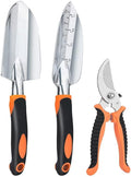 Farm Tool Set Three-Piece Aluminum Alloy Garden Tool Set Gardening Tools(Orange Shovel and Scissors)