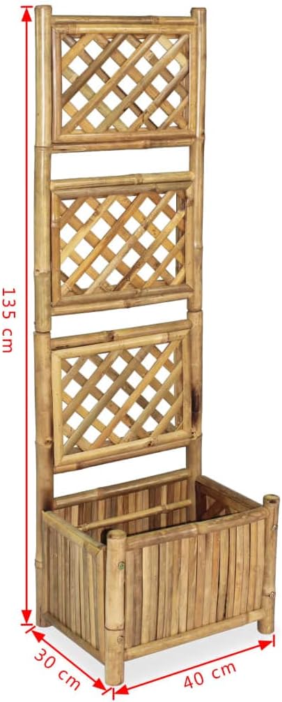 Garden Raised Bed with Trellis Bamboo 15.7 Outdoor Planter Box Elevated Vegetable Flower Garden Bed Raised Planter with Vertical Design for Patio Balcony Garden and Outdoor Use