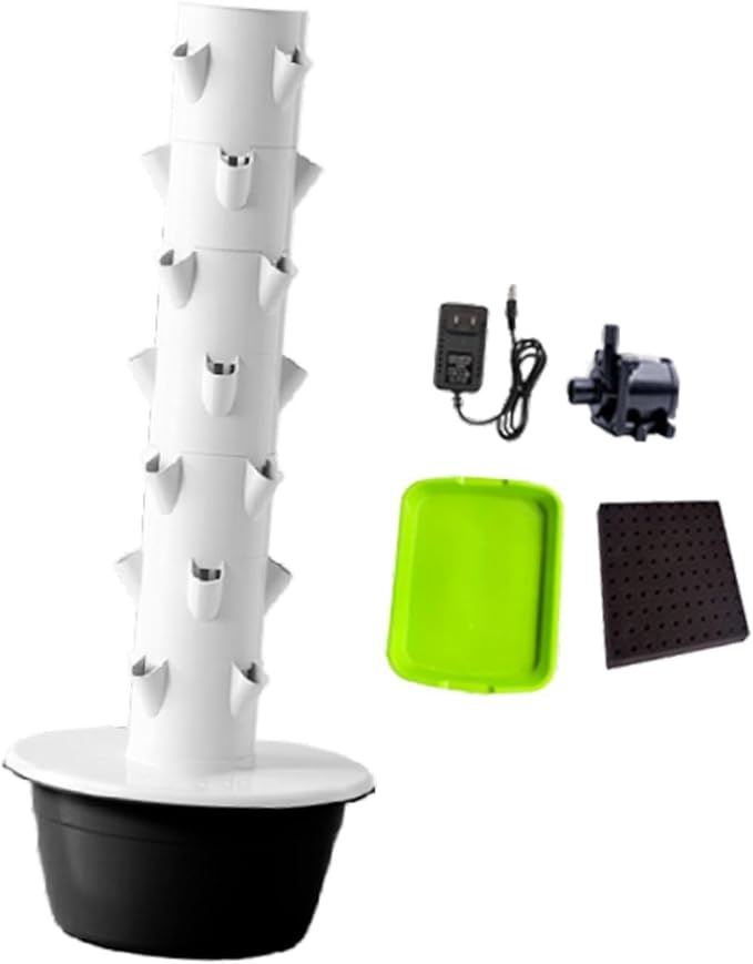 Hydroponic Tower Hydroponics Growing System Kit Accessories Gardening Pots Practical Vertical Planter for Strawberries Black M