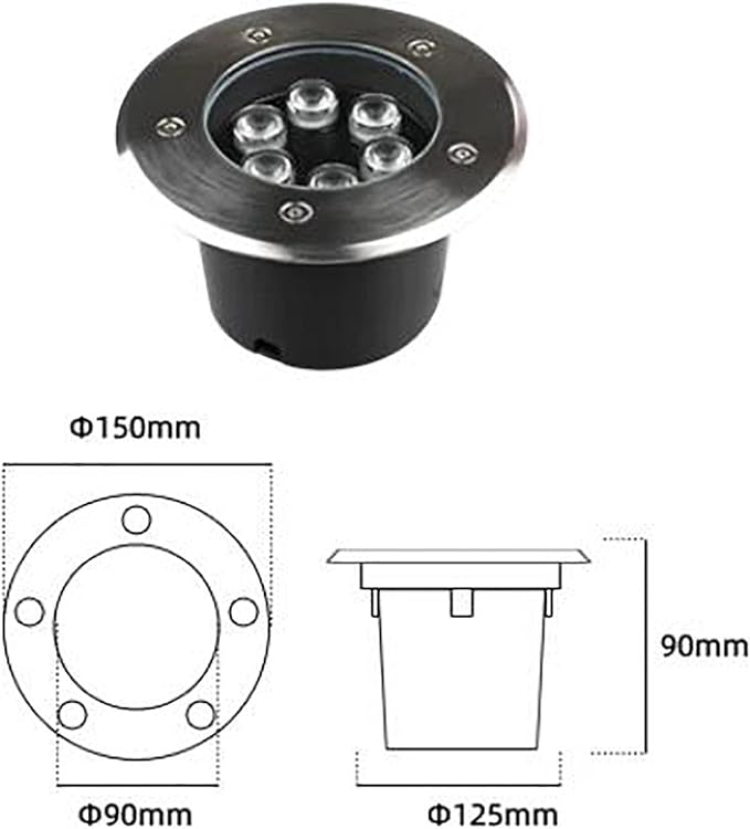 LED Landscape Lights - Waterproof Recessed Ground Spotlights AC 85-265V Easy to Install Green 18W &amp Warm White 6W