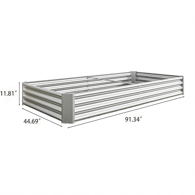 Raised Garden Bed 7.6x3.7x0.98ft Galvanized Raised Garden Bed Kit Outdoor Metal Planter Box Steel Large Deep Root Planter Box for Vegetables Flowers Herbs