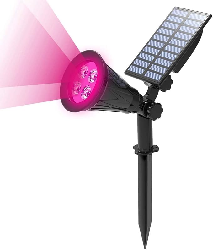Solar Spotlights 4LED Solar Landscape Spotlights Solar Landscape Lights Waterproof 2-in-1 Multi Use Outdoor Wall Lights (Pink)