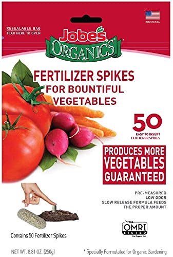 Jobe's 6028 50-Pack Organic Vegetable Fertilizer Food Spikes Garden Lawn Supply Maintenance (Pack of 6)