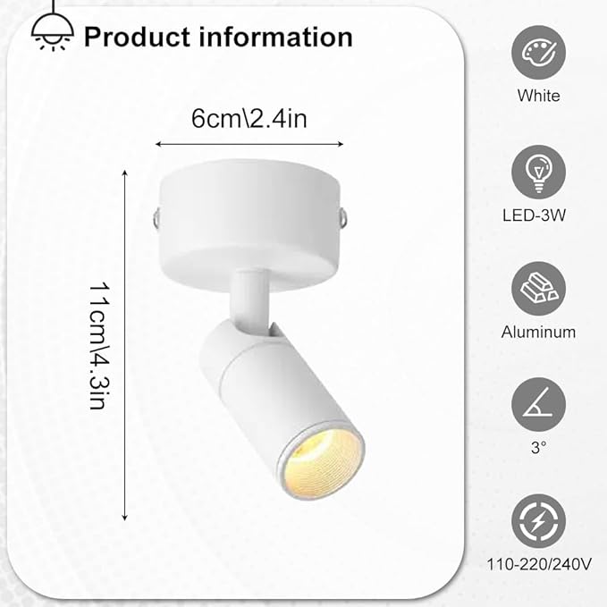 Spotlight Led Ceiling Spotlight Adjustable Spots 350°Rotation Wall Swivel Lamps Focus Lighting Fixture for Living Room Bedroom Hallway