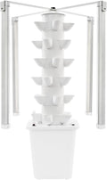 Hydroponic Tower Garden 30-Pod Indoor Gardening System w/ 4 Full-Spectrum LED Grow Lights 10L Auto Irrigation Water Tank Vertical Planter for Herbs Lettuce &amp Strawberries (White)