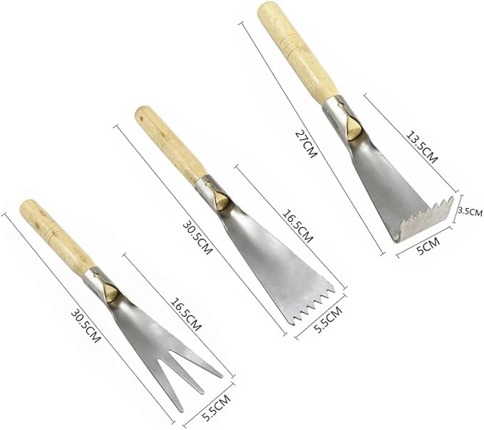 3 Pieces Mini Garden Tool SetStainless Steel Garden Hand TrowelWeeding Shovel Trowel and Rake Labor-Saving Hand Shovels for Digging Transplanting Planting Weeding Remover Tool
