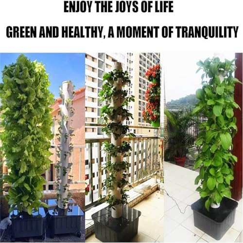 Hydroponic Tower 45 Holes Aquaponics Growing Sys-TEM Mesh Pots Growing 15 Tier Aeroponic Grow Kit for Fruits and Vegetables with Mo