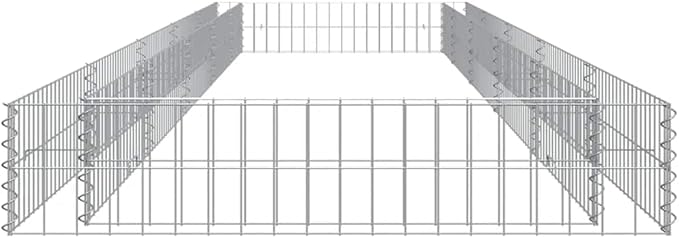 Silver Galvanized Steel Gabion Raised Garden Bed Large Outdoor Planter for Vegetables 196.9x39.4x7.9 Inch Rectangular Durable Metal Planter Box for Patio Backyard Gardening