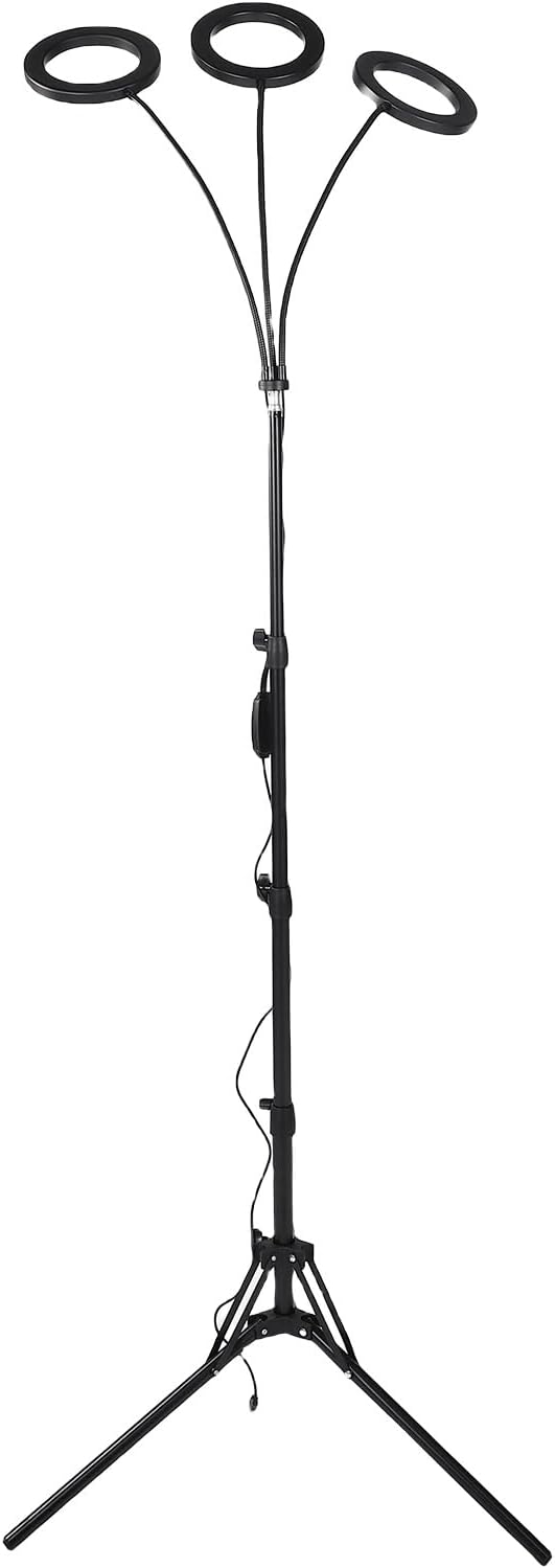 Buachois Plant Grow Light with 3/9/12H Timer 6 Brightness Levels Full Spectrum 108 LEDs Height Adjustable Floor Standing Lamp for Indoor House Plants (US Plug 3 Heads 28W Use 3A Adapter)