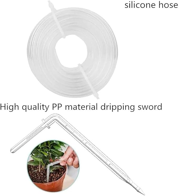 Double Pump Automatic Watering Device Solar Automatic Drip Irrigation Kit with Electronic Water Timer: Self-Watering System for 20 Potted Plants