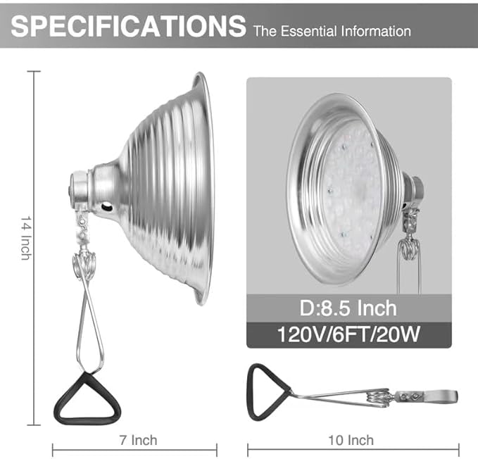LED Grow Light - All-New 144 LED Chips Full Spectrum Sunlight Light for Indoor Plants Hydroponics Veg Flower &amp BloomClamp Growing Lights with Timer 6/10/12 Hrs 4-Level Dimmable1 Pack