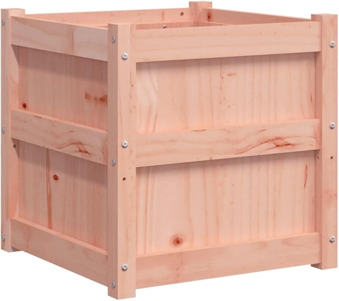 Solid Douglas Fir Wood Raised Garden Planter Box Set of 2 19.7x19.7x19.7 Inch Square Large Outdoor Planters Rustic Elevated Planter Boxes for Patio Balcony Gardening