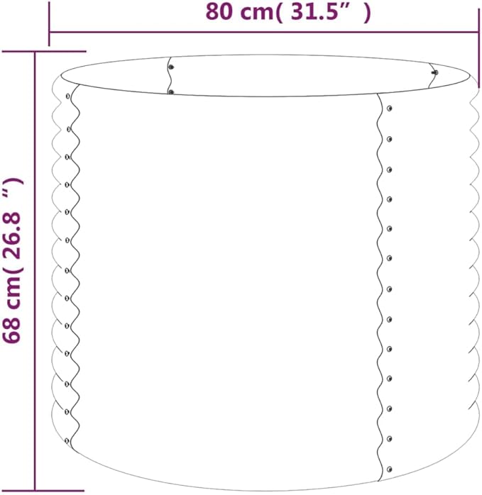 Garden Raised Bed Powder-Coated Steel Round Shape Planter Box Metal Raised Garden Beds for Flowers Vegetables Herbs 31.5x31.5x26.8 Anthracite-713