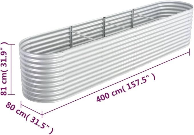 Garden Raised Bed PlanterGarden BedGalvanized Raised Garden BedPlanter Raised bedsGalvanized Planter157.5x31.5x31.9 Galvanized Steel Silver
