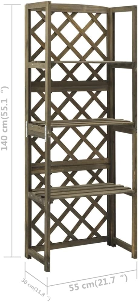Trellis with 3 Shelves 21.6x11.8x55.1 Solid Fir Wood Planter Raised for Indoor Outdoor Garden Vegetables Flower Herb Plants Bed Elevated Wooden Box Stand for Backyard Patio BalconyGray