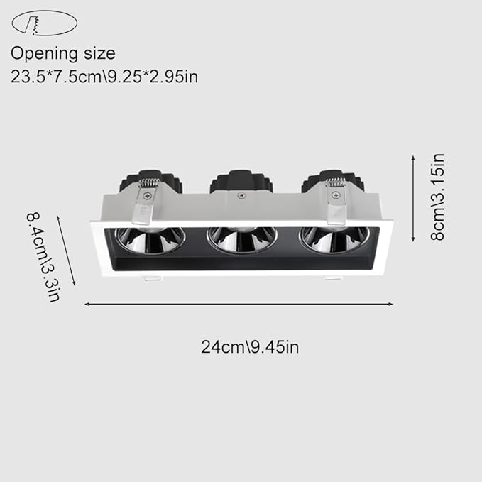 3-Light Recessed Spotlight Led Ceiling Downlight Square Flush Mount Accent Fixture AlumiExpression artistique m Directio l Spotlights for Living Room Bedroom