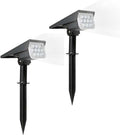 LED Solar Light Outdoor Graden Spotlights IP65 Waterproof Powered Security Landscape Lights Auto On/OffIn-ground/Wall Lampfor Garden/Patio/Driveway/Pond/Deck(White2PCS (3w-5.5V))