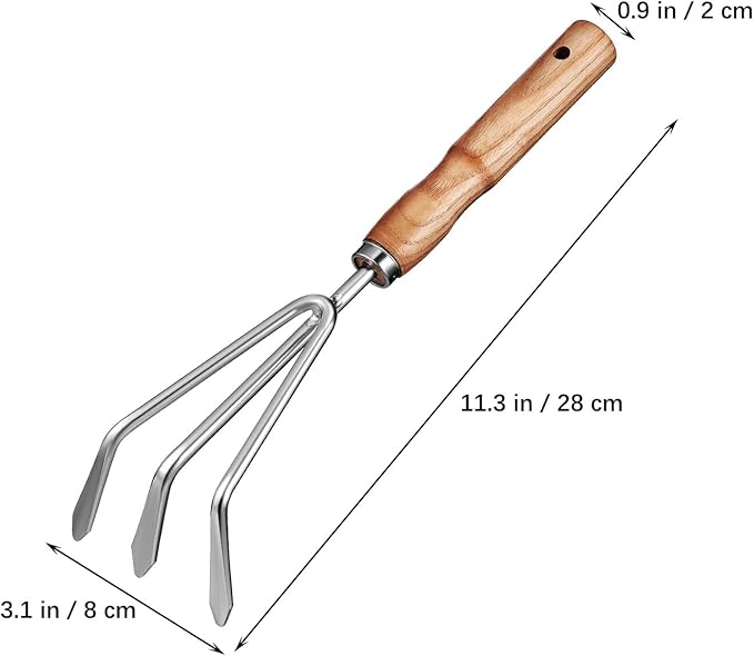 MERRYHAPY Wooden Handle Gardening Tools Set Stainless Steel Kit with Rounded Edges Comfortable Grip for Women Gardeners Outdoor Planting
