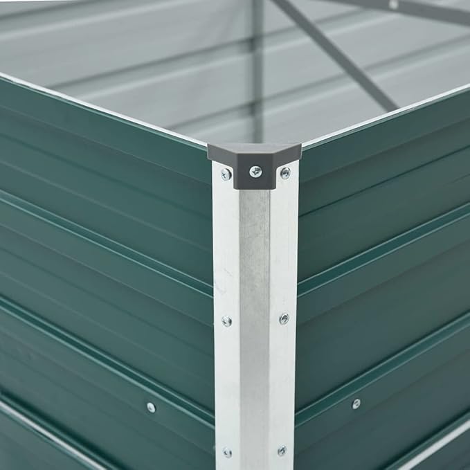 Green Galvanized Steel Raised Garden Bed 236.2 x 31.5 x 17.7 in Outdoor Planter Box for Vegetables Flowers Herbs