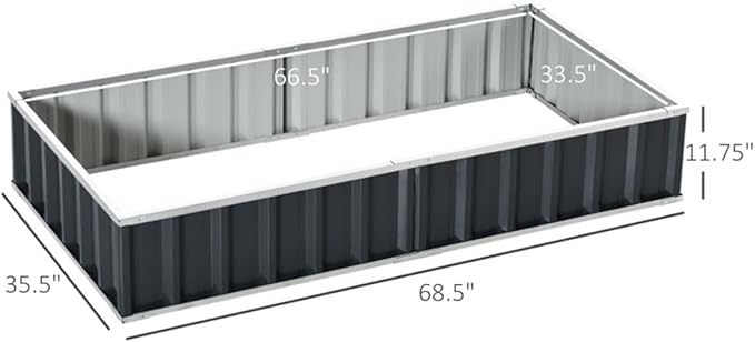 Garden BedEasy to Assemblefor VegetablesFruitsHerbs Flowers Metal Raised Garden(68.5 L x 35.5 W x 11.75 H). (Dark Gray)