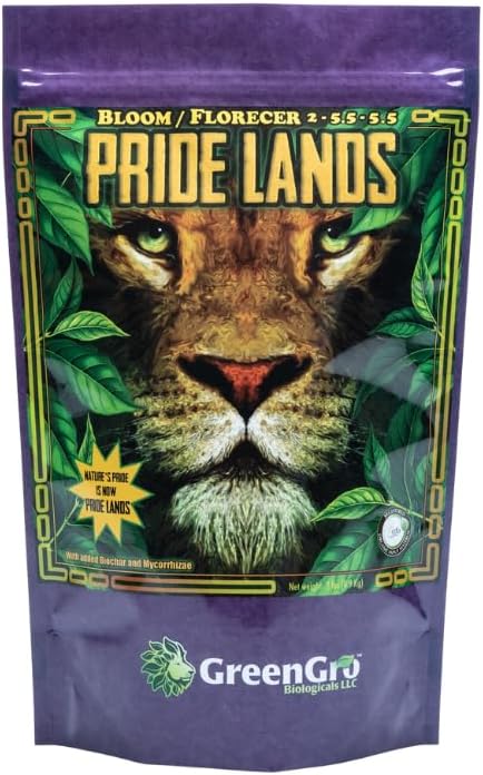 Pride Lands Premium Organic Bloom Fertilizer with NO Fillers Bigger Buds and Flowers Brighter Plants with Our Complete Bloom Nutrients Recharge Soil and Boost Growth with Optimal Blend of NPK 2 lb