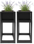 2 Pcs Standing Planter Box 24 Inch Outdoor/Indoor Metal Planter Box Elevated Garden Box Raised Garden Bed for Vegetable Flower Herb Fruit