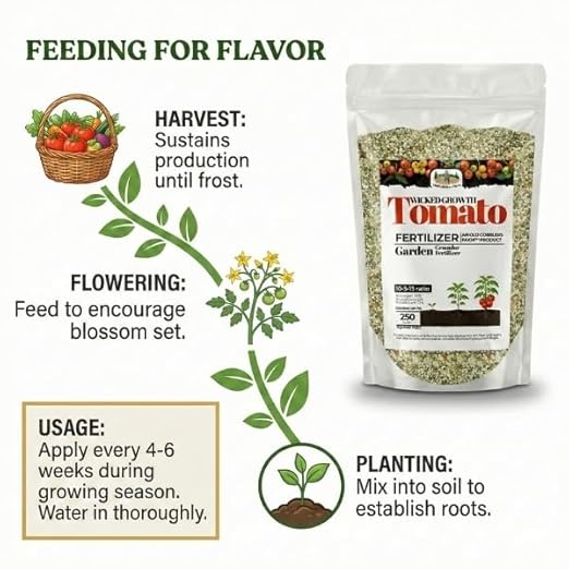 Old Cobblers Farm™ Wicked Growth Tomato Fertilizer– Prevents Blossom End Rot Boosts Fruit Flavor &amp Yield Plant Food for Heirloom Cherry &amp Beefsteak Tomatoes (5/10/15/20lbs) (5 lb)