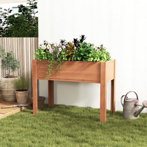 48x24x30 inch Raised Garden Bed with Legs Elevated Wooden Planter Box for Outdoor Plants Flowers Fruits Vegetable Herb Growing. (40 * 20 * 31 Brown)