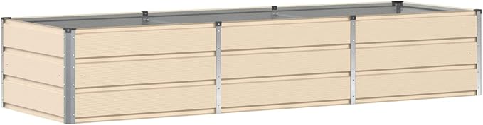 94.5 x 31.5 x 17.7 in Metal Raised Garden Bed Large Trough Planter for Vegetables Herbs &amp Flowers Modern Ivory Steel Planter Box for Patio Terrace or Indoor Décor