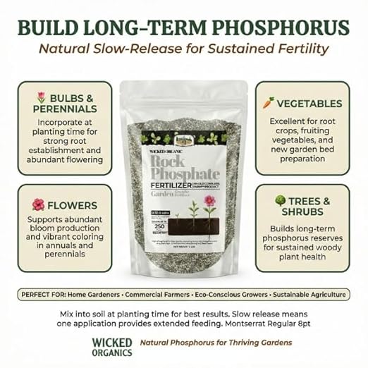 Old Cobblers Farm™ Wicked Organics 0-12-0 Fertilizer - Rock Phosphate - Boosts Roots Flowering Fruiting &amp Soil Health for Gardens (5 lbs | 10 lbs | 15 lbs | 20 lbs) (10lb)