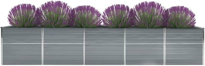 Garden Beds Outdoor Planter Cages Boxes Decorative Front Yard Garden Raised Bed Galvanized Steel 157.5x31.5x30.3 Gray for in Balcony Patio or Yard