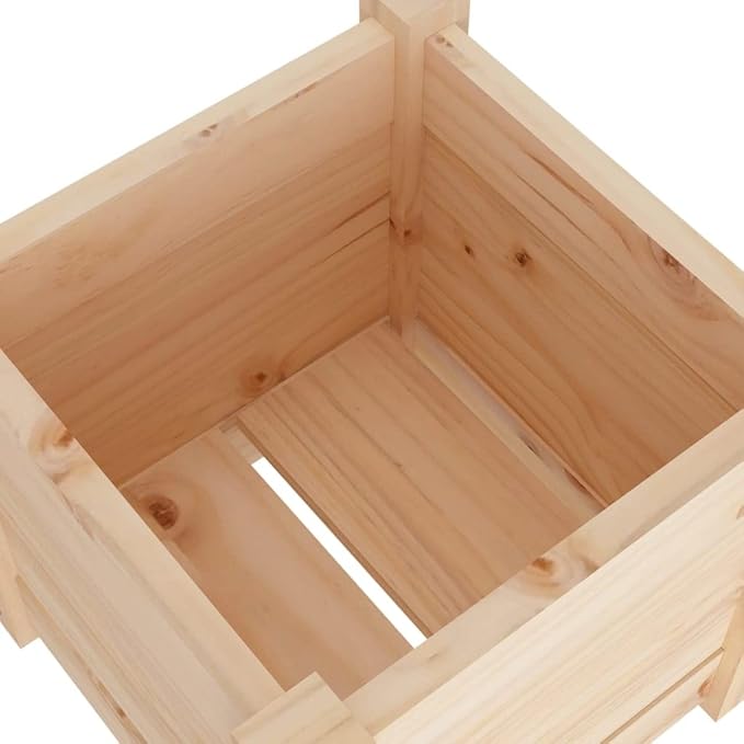 Garden Planters 2 pcs 12.2x12.2x12.2 Solid Wood Pine Planter Boxes for Outdoor Garden Patio Vegetable Flower Beds Raised Planter Box with Drainage for DIY Garden Decor
