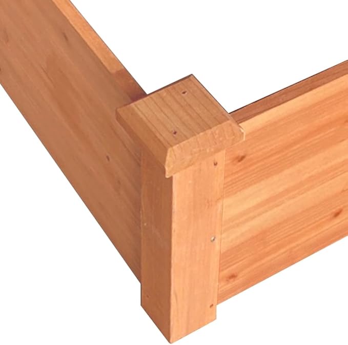 Garden Raised Bed Brown Solid Fir Wood 47.2x47.2x22.0 Inch Outdoor Planter Box for Vegetables Herbs Flowers Easy Assembly