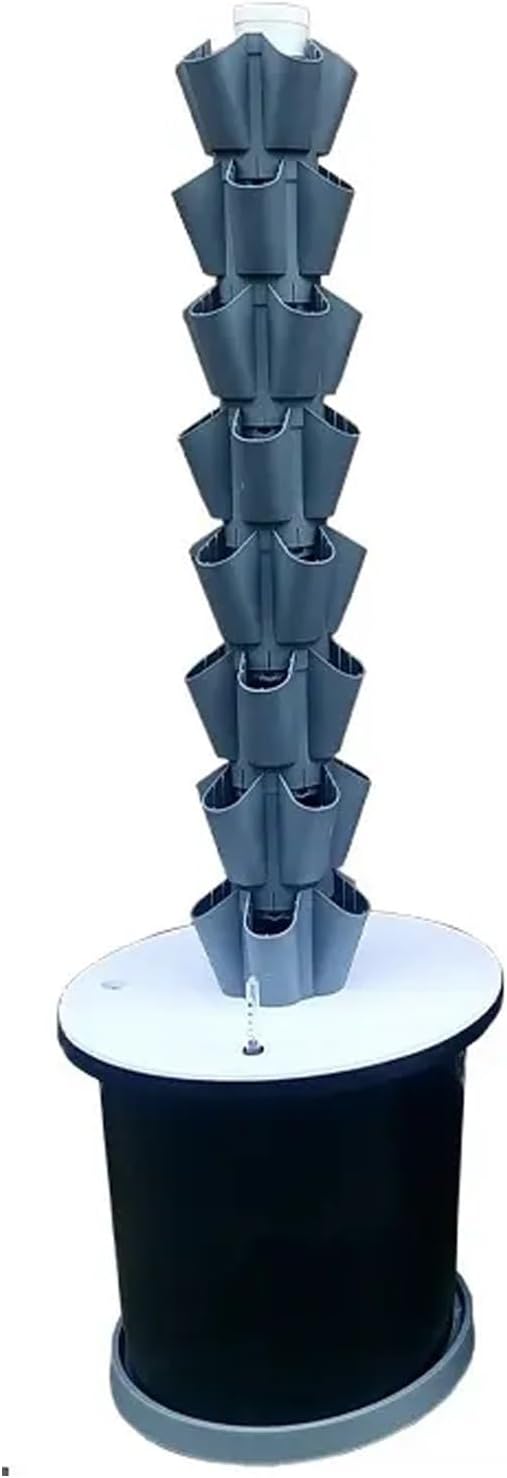 Tower Garden Growing System Hydroponics Tower Growing System Kit Soilless Cultivation Hydroponic Growing Kits for Indoor/Outdoor Herbs(Gray150cm/59in)