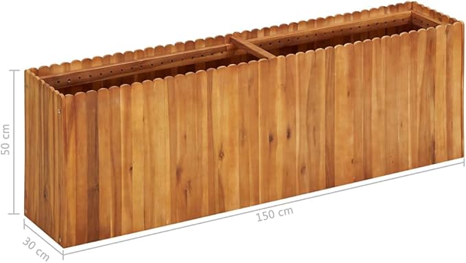 Solid Acacia Wood Garden Raised Bed Planter Box for Vegetables Grass Lawn Yard 59.1x11.8x19.7-385