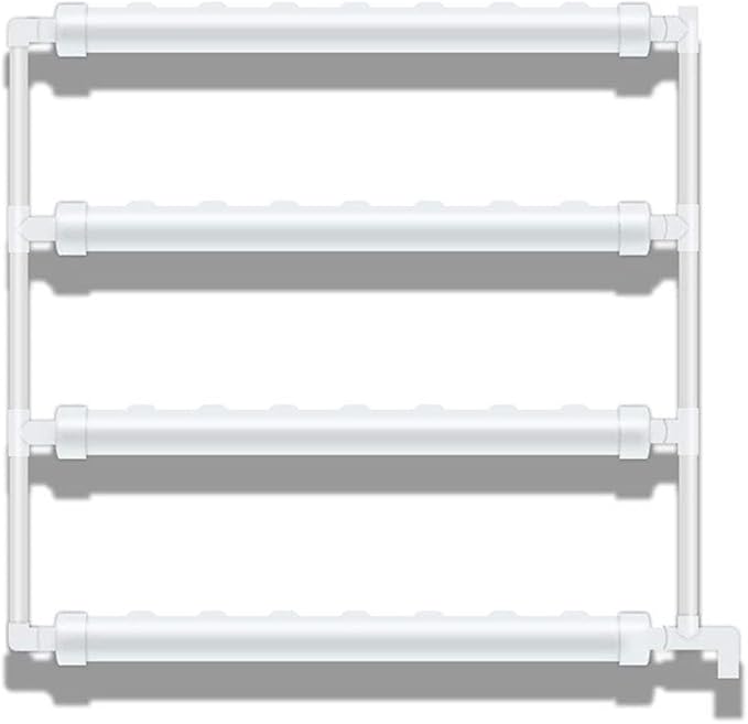 Wall Mounted Hydroponic Grow Kit 28 Plant Sites 4 PVC Pipes Hydroponics Growing System with Water Pump Water Culture Plant Growing System for Leafy Vegetables
