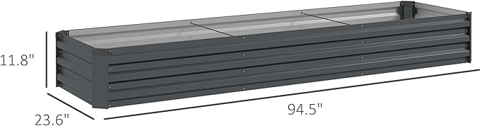 8x2x1ft Durable Construction Galvanized Raised Garden Bed Kit Featuring Safety Edge and Long-Lasting Performance Dark Gray