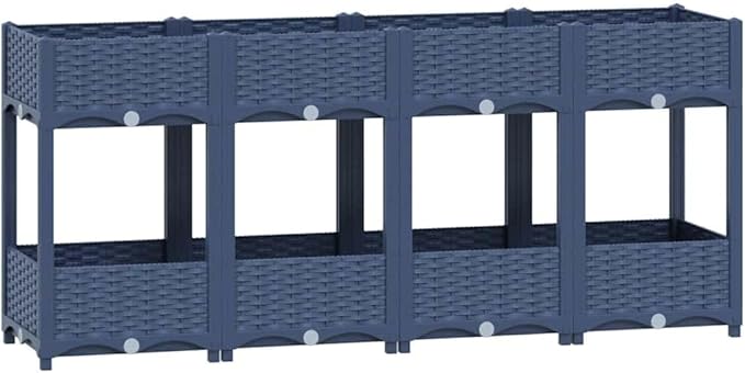 vidaXL Raised Bed - Durable and Sturdy Outdoor Gardening Solution - Made of Hard-Wearing Polypropylene - Ample Planting Space - Elegant Gray Design