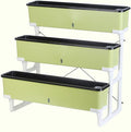 3-Tier Raised Garden Bed Planter Kit Indoor Outdoor Vertical Planter Set Rectangular Self Watering Flower Plant Pots for Gardening Enthusiasts(Green)