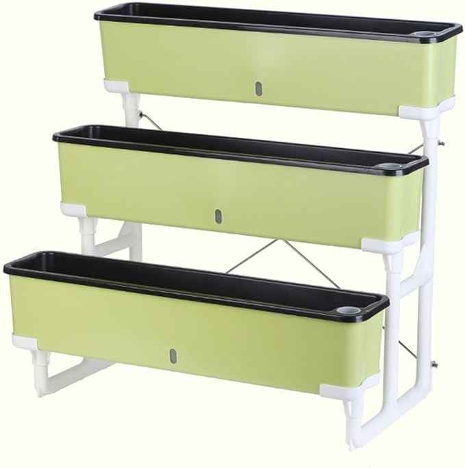 3-Tier Raised Garden Bed Planter Kit Indoor Outdoor Vertical Planter Set Rectangular Self Watering Flower Plant Pots for Gardening Enthusiasts(Green)