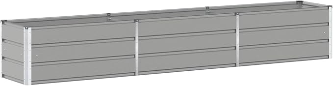 Steel Raised Garden Bed for Gardening Metal Planter Box for Vegetables Fruits Flowers 114.17 x 19.69 x 17.72 in Light Gray -532
