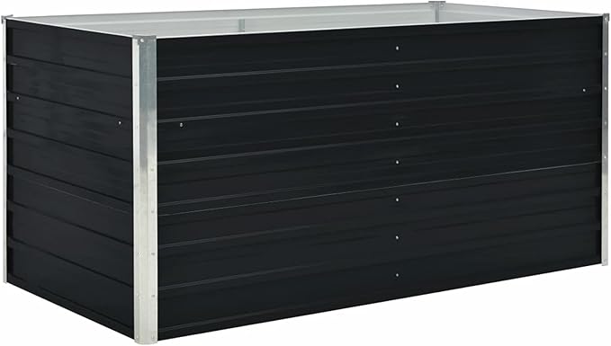Raised Garden Bed 63x31.5x17.7 Galvanized Steel Anthracite SE101017